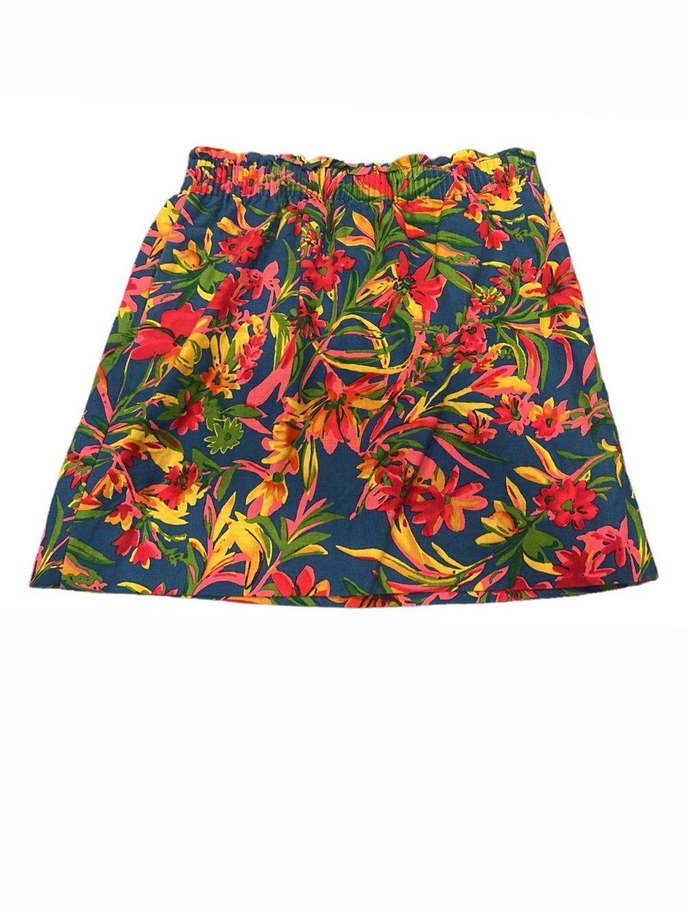 J. Crew Tropical Floral Mini Skirt in Navy with Pink & Yellow